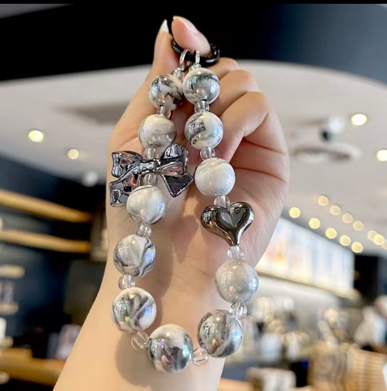 cute phone charm chunky heart bowknot keychain decoration for women