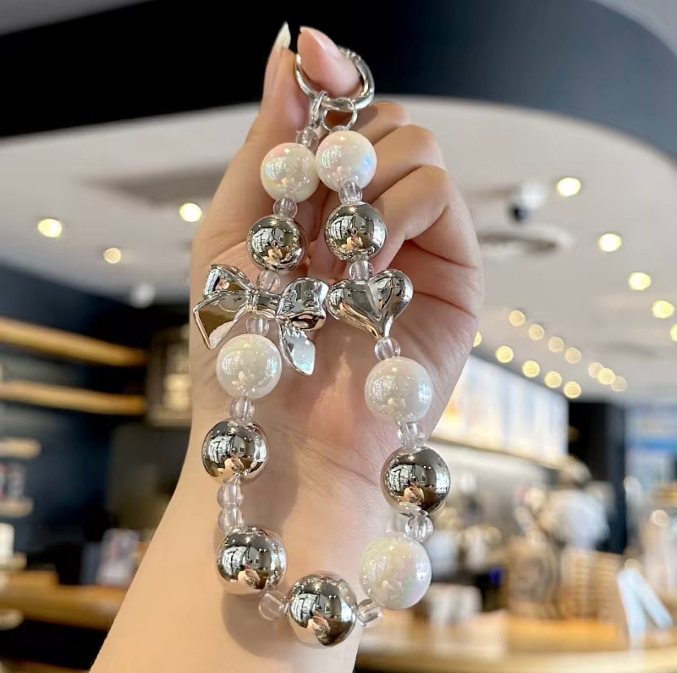 cute phone charm chunky heart bowknot keychain decoration for women